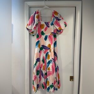 Pastel watercolor maxi dress